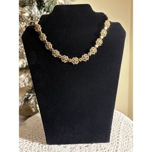 Vintage 1980s Signed Avon Gold Brushed Filigree Necklace Adjustable Chain